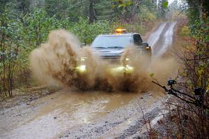 A Ford F-250 Super Duty pickup sweeps SS9, Nestoria-Herman.