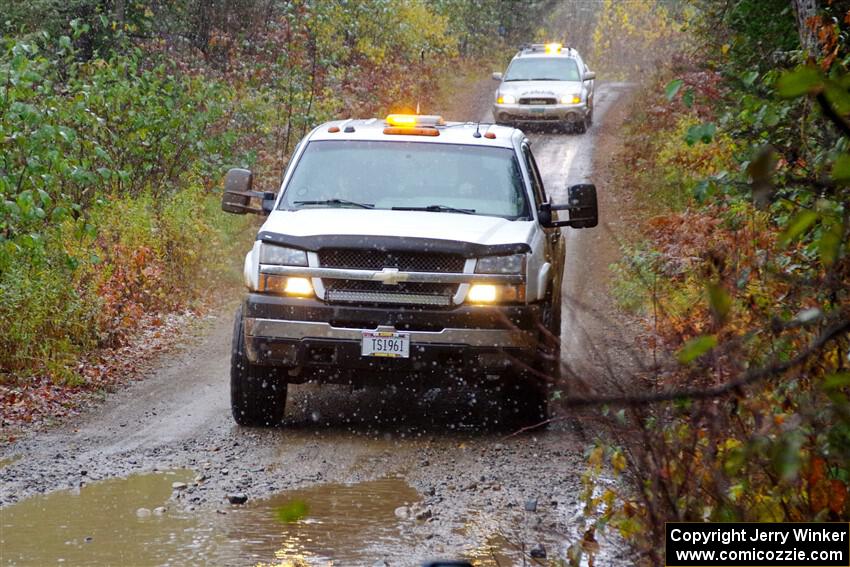 A Chevy Silverado pickup sweeps SS9, Nestoria-Herman.