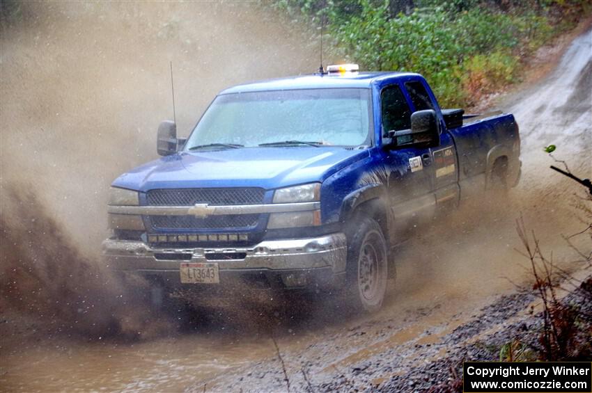 A Chevy Silverado pickup sweeps SS9, Nestoria-Herman.