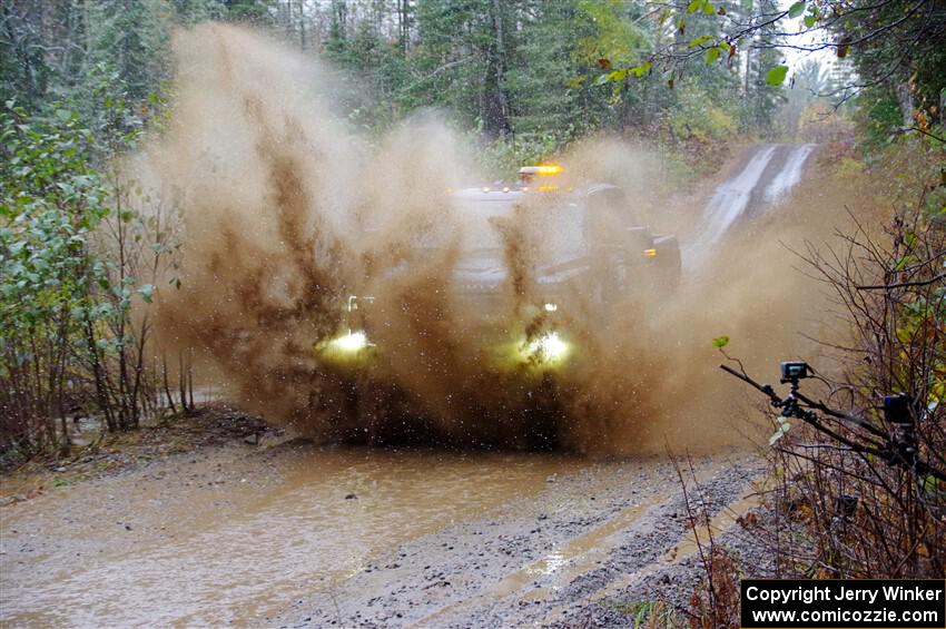 A Ford F-250 Super Duty pickup sweeps SS9, Nestoria-Herman.