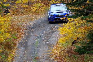 Travis Pastrana / Rhianon Gelsomino Subaru WRX STi on SS12, Trouble I.