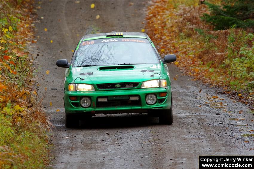 Jordan Locher / Tom Addison Subaru Impreza 2.5RS on SS12, Trouble I.