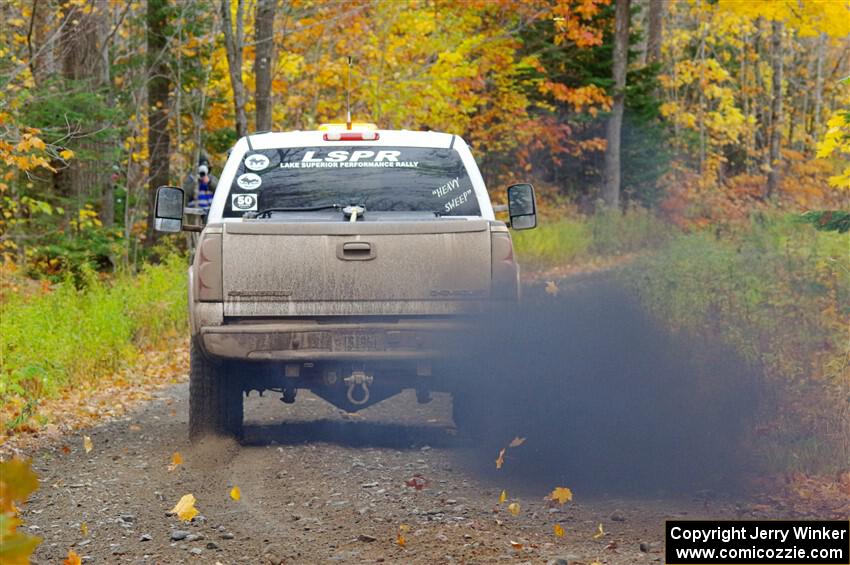 A Chevy Silverado pickup sweeps SS12, Trouble I.