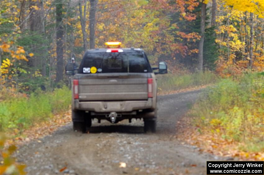 A Ford F-250 Super Duty pickup sweeps SS12, Trouble I.