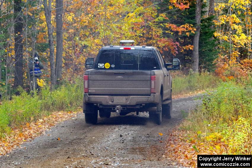 A Ford F-250 Super Duty pickup sweeps SS12, Trouble I.