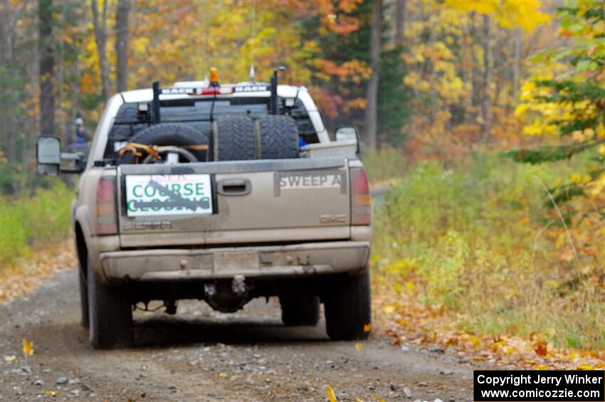 A GMC Sierra pickup sweeps SS12, Trouble I.