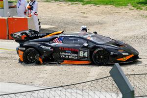 Ryan Norman's Lamborghini Huracán LP 620-2 Super Trofeo Evo2 goes off at turn 12.