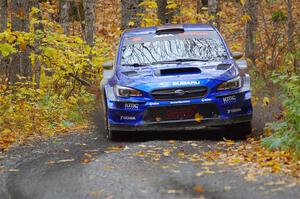 Travis Pastrana / Rhianon Gelsomino Subaru WRX STi on SS14, Trouble II.