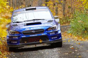 Travis Pastrana / Rhianon Gelsomino Subaru WRX STi on SS14, Trouble II.