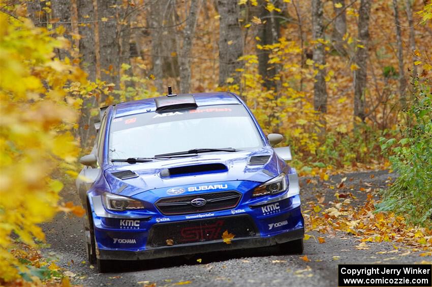 Travis Pastrana / Rhianon Gelsomino Subaru WRX STi on SS14, Trouble II.