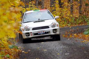 Ivo Draganov / Vladimir Yanev Subaru WRX Wagon on SS14, Trouble II.