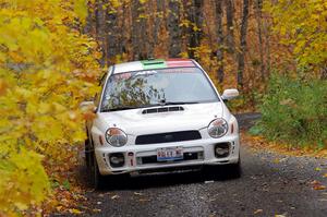 Ivo Draganov / Vladimir Yanev Subaru WRX Wagon on SS14, Trouble II.