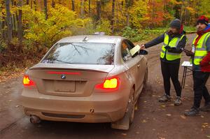 Mike Cadwell / Jimmy Veatch BMW 135i checks into the start of SS15, Mount Marquette.