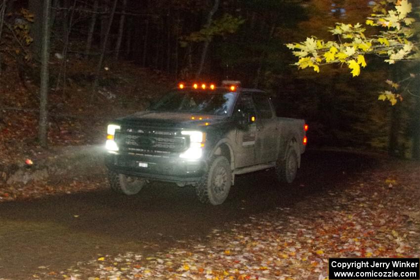 A Ford F-250 Super Duty pickup sweeps SS15, Mount Marquette.