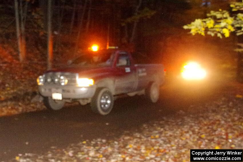 A Dodge Ram pickup sweeps SS15, Mount Marquette.