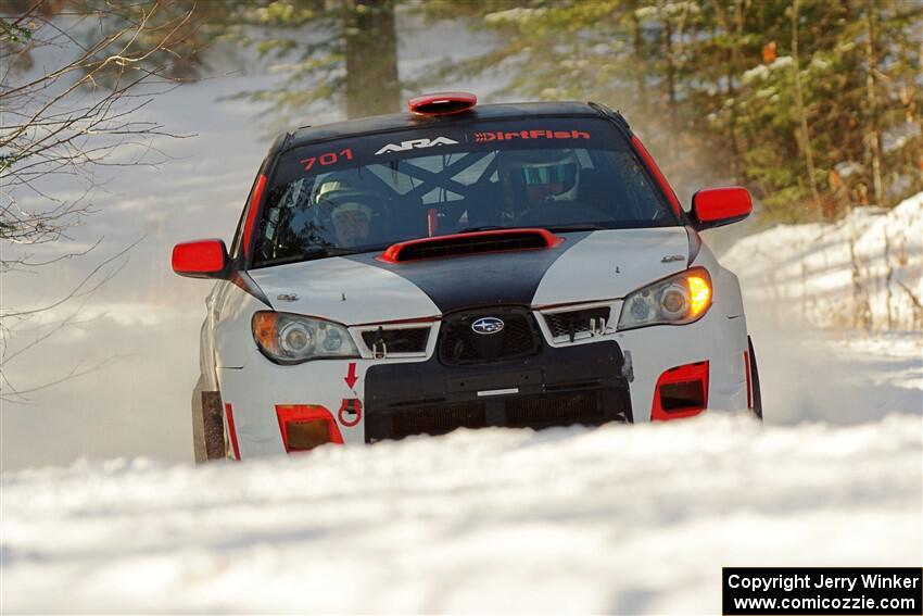 Jason Cook / Maggie Tu Subaru WRX on SS1.