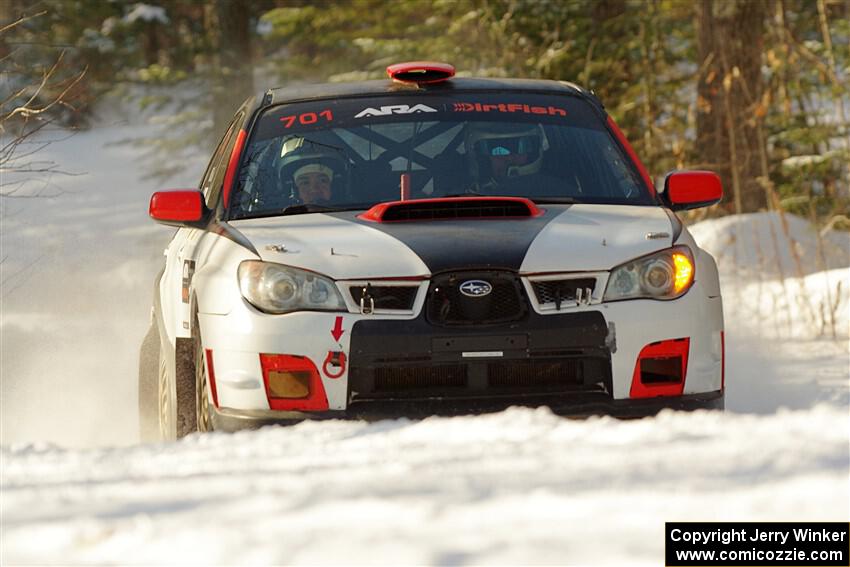 Jason Cook / Maggie Tu Subaru WRX on SS1.