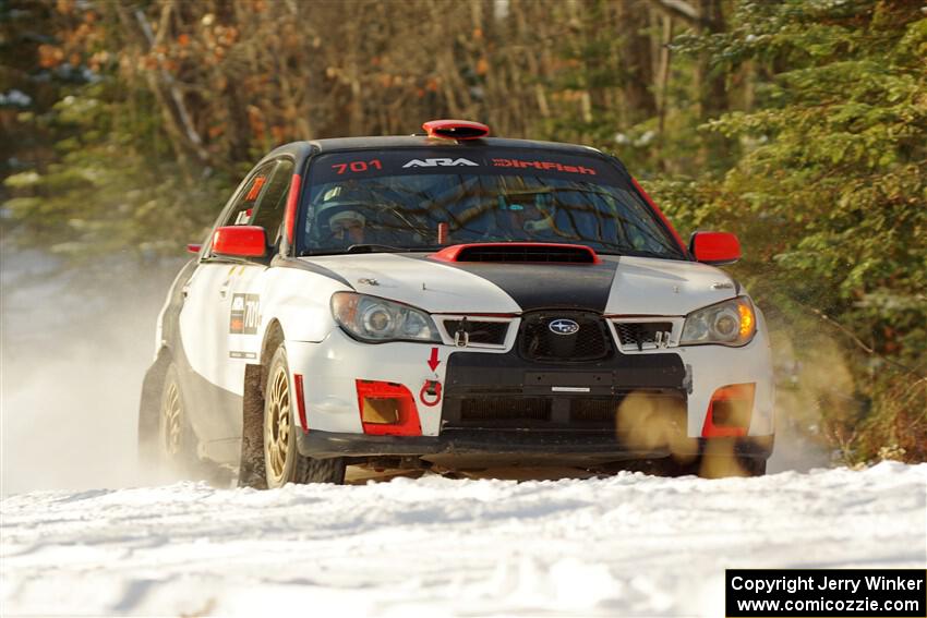 Jason Cook / Maggie Tu Subaru WRX on SS1.