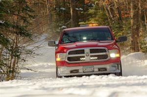 A Dodge Ram 1500 pickup sweeps SS1.