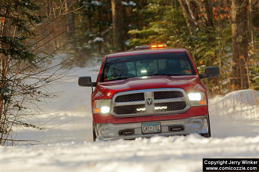 A Dodge Ram 1500 pickup sweeps SS1.