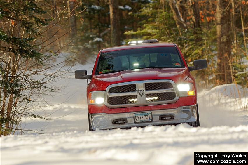 A Dodge Ram 1500 pickup sweeps SS1.