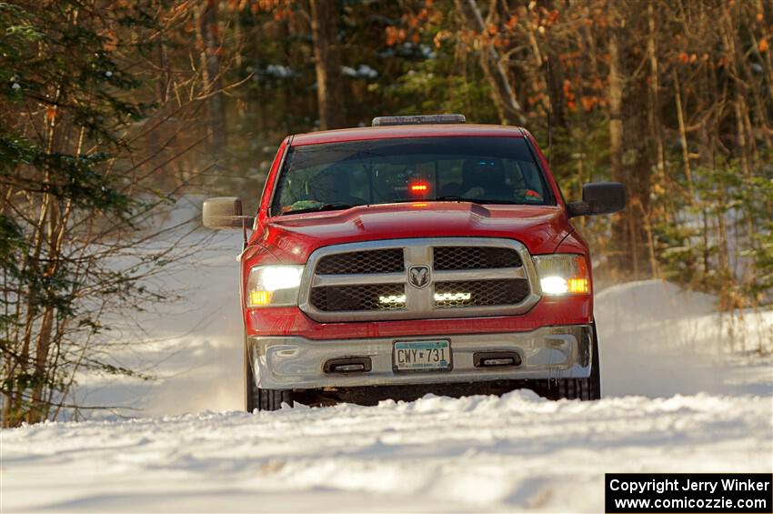 A Dodge Ram 1500 pickup sweeps SS1.