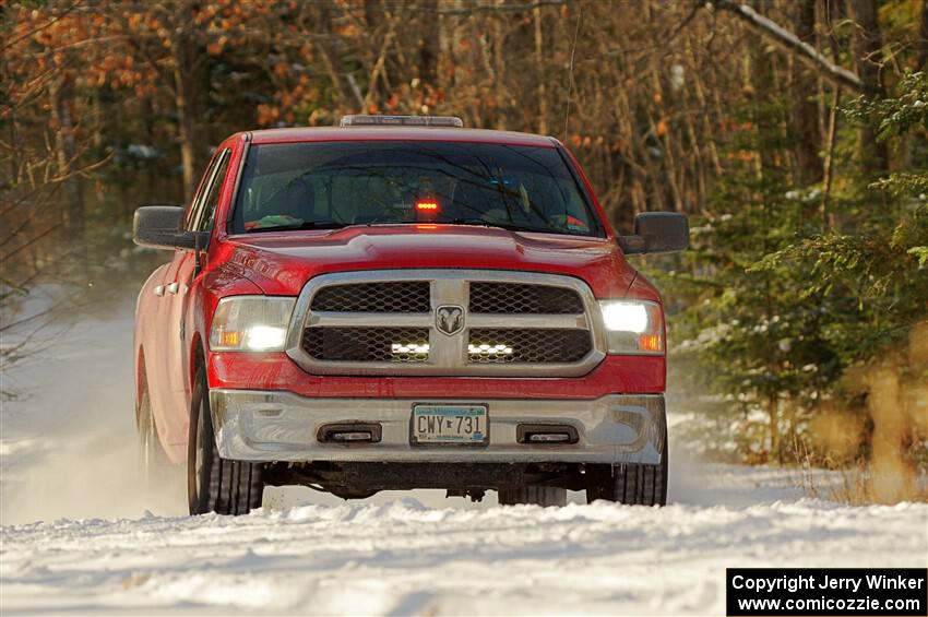 A Dodge Ram 1500 pickup sweeps SS1.