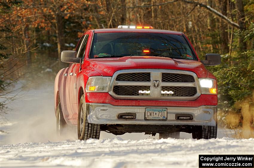 A Dodge Ram 1500 pickup sweeps SS1.