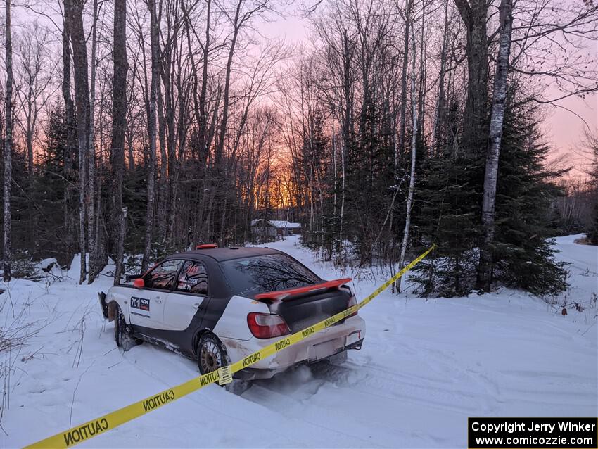 Jason Cook / Maggie Tu Subaru WRX crashed out of the event on SS3.