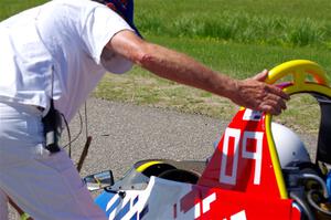 Mia Schellekens' Reynard 84F Formula Ford is pushed off track.