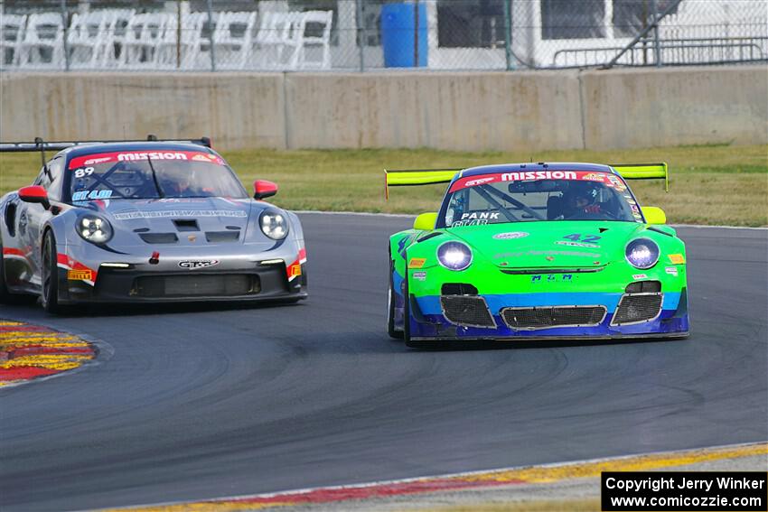 Tom Pank's Porsche GT3R Cup and Geoff Isringhausen, Sr.'s Porsche GT3 Cups