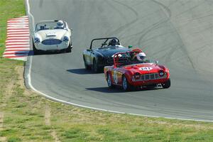 Greg Thompson's Triumph TR-4, Jeff Edington's MGB and Steve Rixen's Austin Healey 100-6