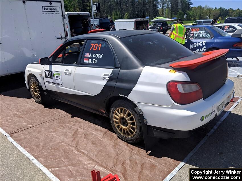 Jason Cook / Maggie Tu Subaru WRX before the event.