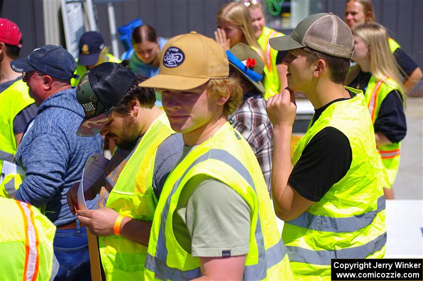 Workers await their assignments.