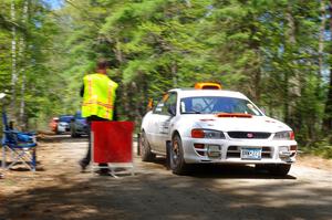 Richard Donovan / Greg Donovan Subaru Impreza leaves the start of SS1, Parkway I.