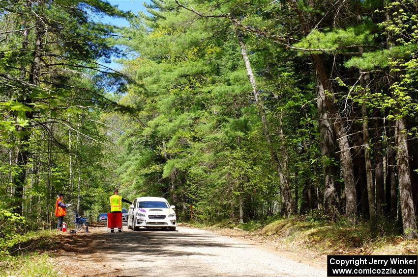 Jamey Randall / Andrew Rausch Subaru WRX at the start of SS1, Parkway I.