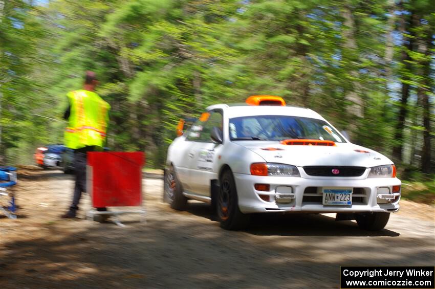 Richard Donovan / Greg Donovan Subaru Impreza leaves the start of SS1, Parkway I.