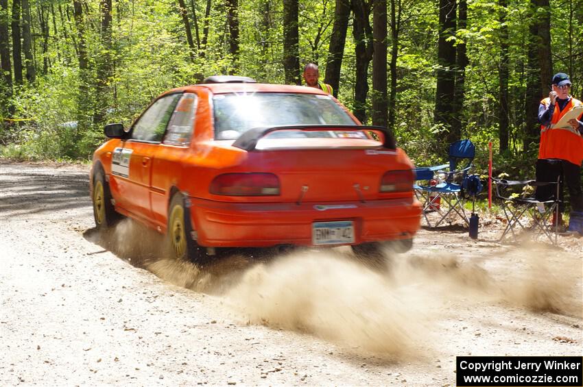 Travis Mattonen / Josh Kemp Subaru Impreza leaves the start of SS1, Parkway I.