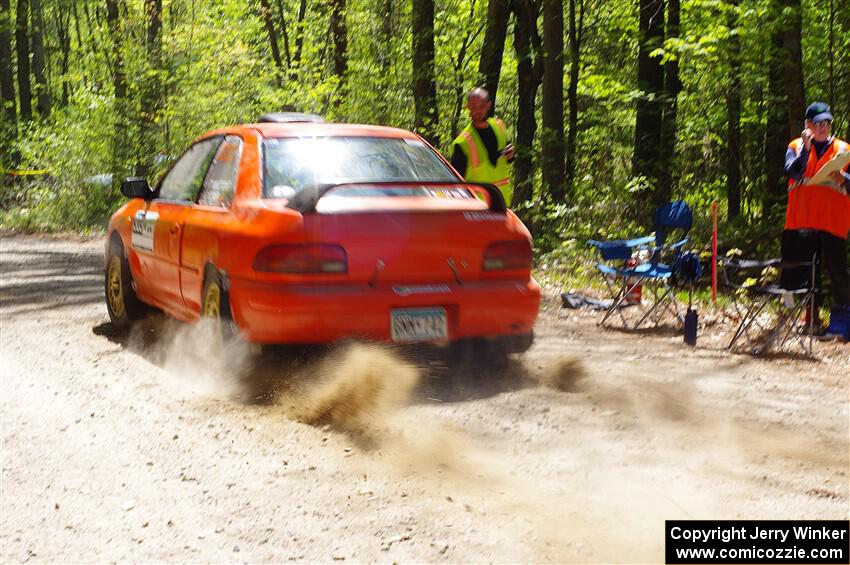 Travis Mattonen / Josh Kemp Subaru Impreza leaves the start of SS1, Parkway I.