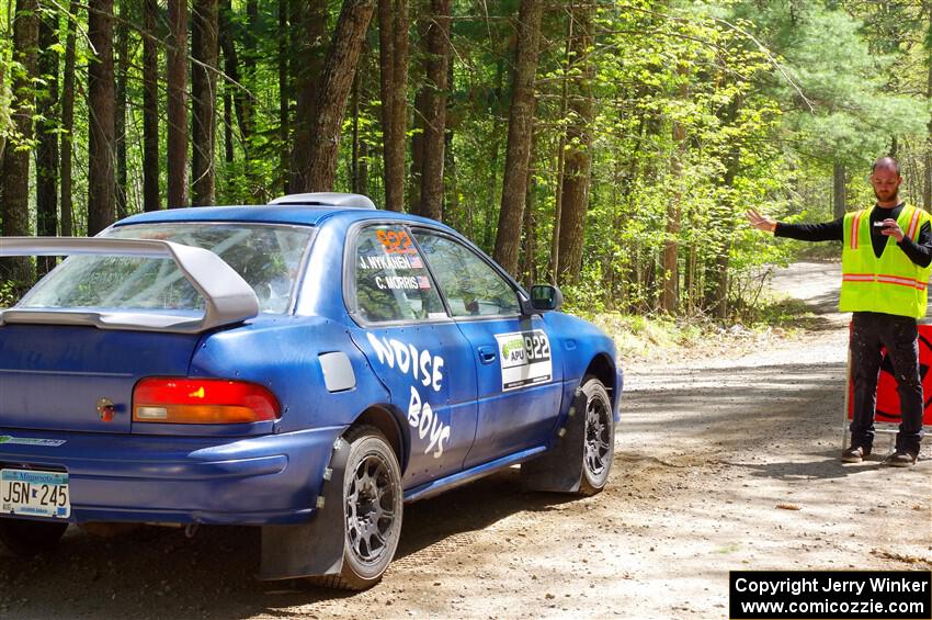 Corey Morris / Josh Nykanen Subaru Impreza leaves the start of SS1, Parkway I.