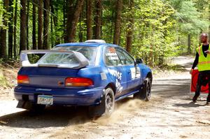 Corey Morris / Josh Nykanen Subaru Impreza leaves the start of SS1, Parkway I.