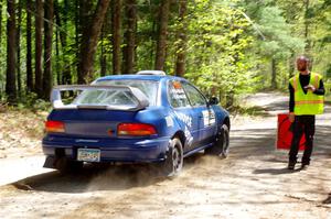 Corey Morris / Josh Nykanen Subaru Impreza leaves the start of SS1, Parkway I.