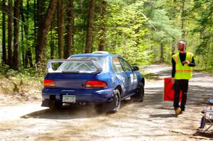 Corey Morris / Josh Nykanen Subaru Impreza leaves the start of SS1, Parkway I.