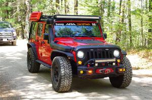 A Jeep Wrangler sweep at the start of SS1, Parkway I.