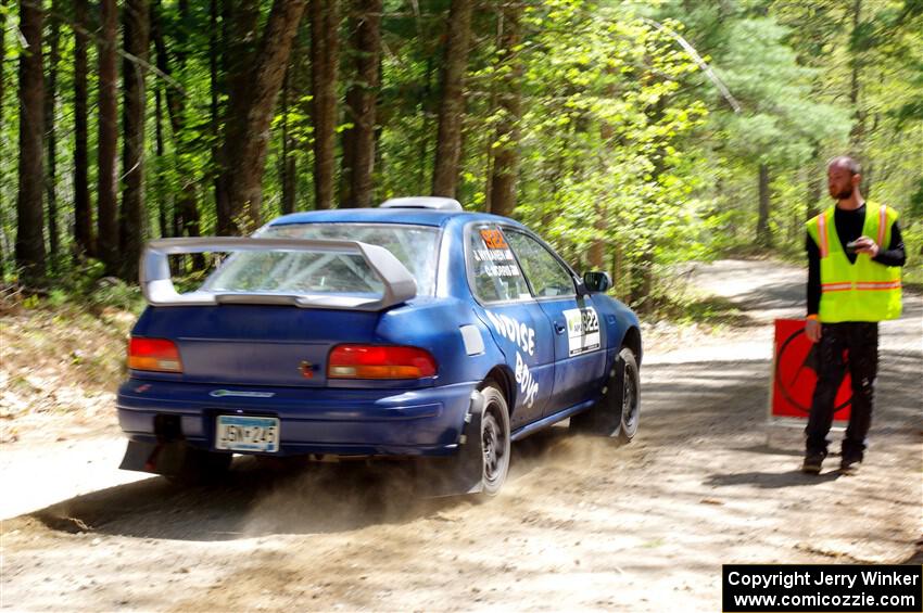 Corey Morris / Josh Nykanen Subaru Impreza leaves the start of SS1, Parkway I.