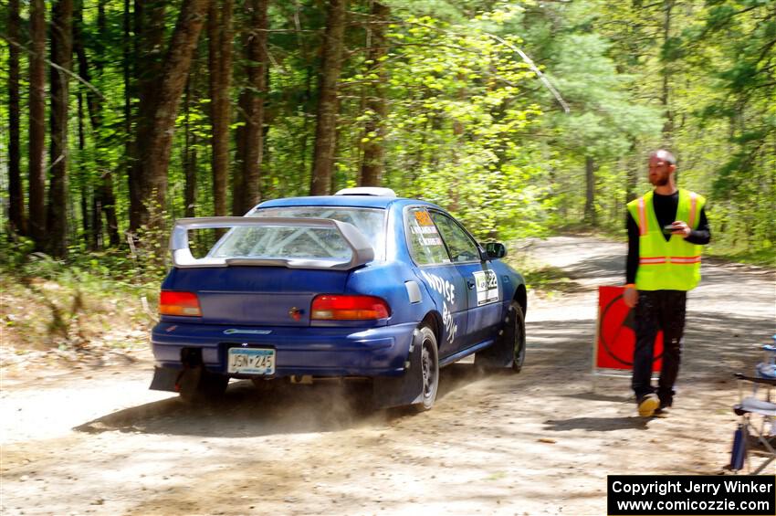 Corey Morris / Josh Nykanen Subaru Impreza leaves the start of SS1, Parkway I.