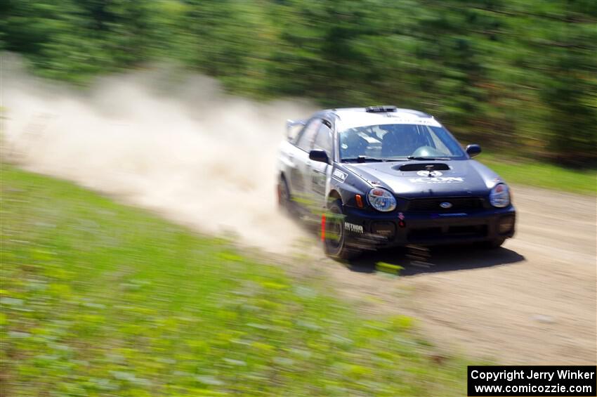 John Farrow / Peter Farrow Subaru WRX on SS2, Blue TraiI I.