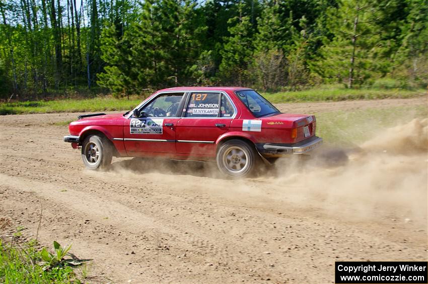 Levi Johnson / Matt Nykanen BMW 325e on SS5, Blue Trail II.