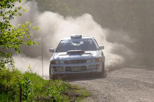 Tyler Matalas / Dustin Sharkozy Subaru Impreza LX at the finish of SS6, Spur 2 Cutoff II.