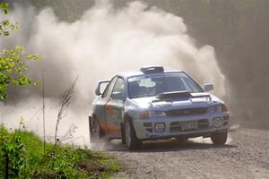 Tyler Matalas / Dustin Sharkozy Subaru Impreza LX at the finish of SS6, Spur 2 Cutoff II.